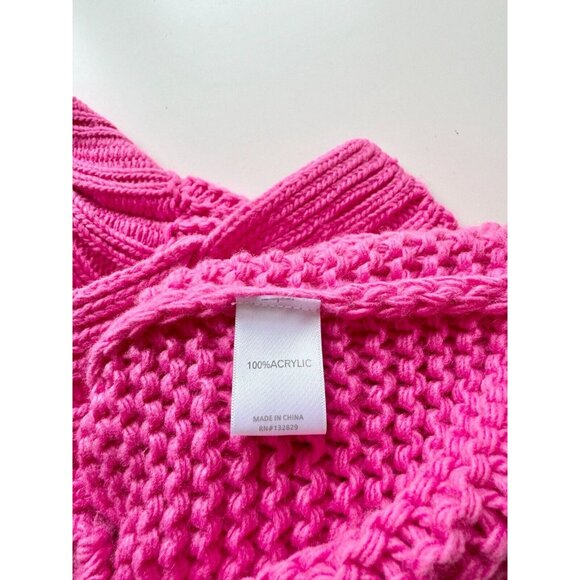 HOUSE OF HARLOW Bright Pink Chunky Knit Reverse Stitch Cardigan Sweater, Size XS - Picture 10 of 11